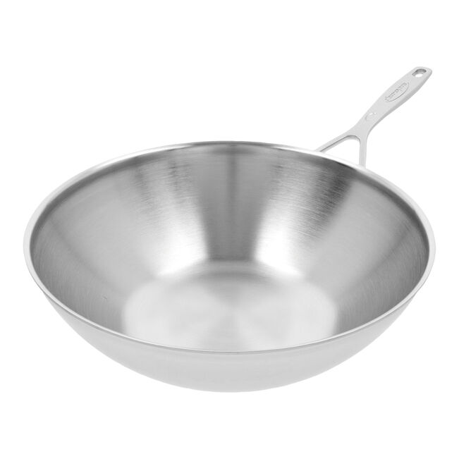 Wok à fond plat en acier inoxydable 18/10 de 30 cm / 12 pouces