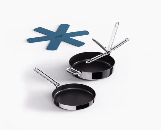 Space Steel Folding Handle Non-Stick 2-piece Frying Pan Set 1000019SS