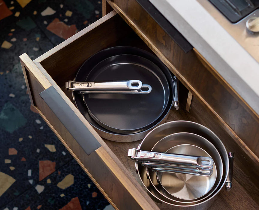 Space Steel Folding Handle Non-Stick 2-piece Frying Pan Set 1000019SS