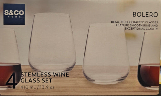 Safdie & Co. - Bolero  Stemless Wine Glass ST/4 410ML - Kitchen Equipped