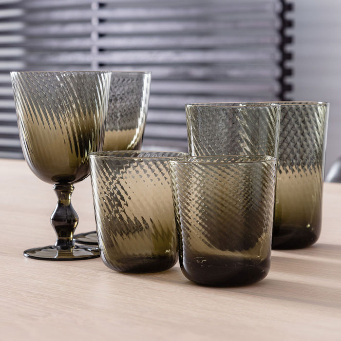 Retro Tinted Textured Highball Tumbler Glasses 17.5 Ounces, Set of 4