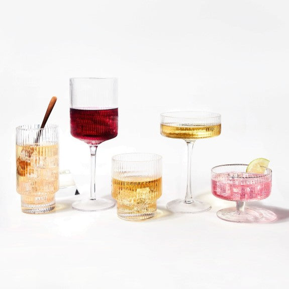 Ribbed Highball Glass 420ml, Set of 4