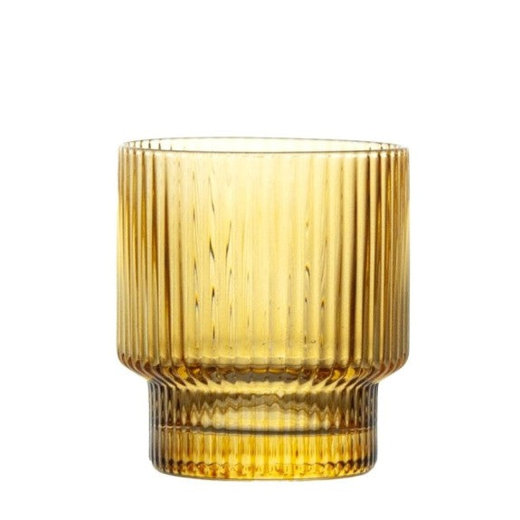 Ribbed Amber Old Fashion Glass 340 ml, Set of 4 / 2171.013.AM