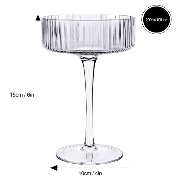 Ribbed Cocktail Coupe 290ml, Set of 4