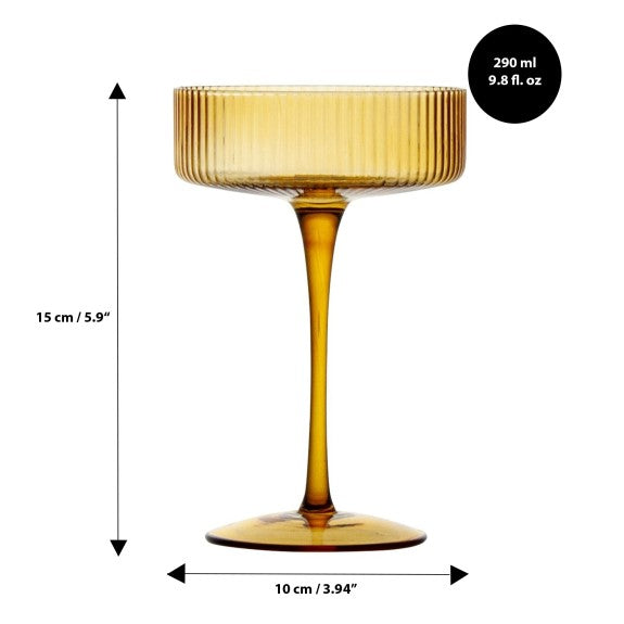 Ribbed Amber Cocktail Coupe 290 ml, Set of 4 2171.030.AM