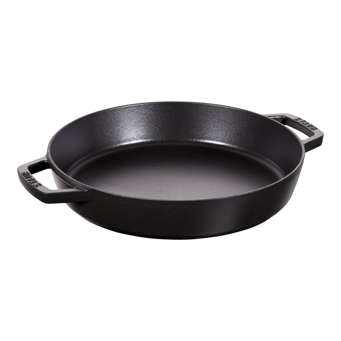 Staub Cast Iron 13-inch Double Handle Fry Pan, Matte Black