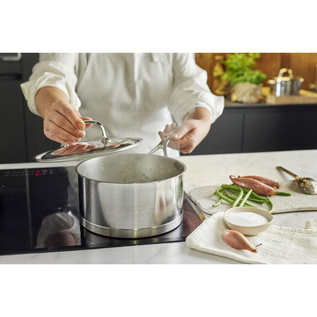 2.2 l 18/10 Stainless Steel round Sauce pan with lid, silver - Kitchen Equipped