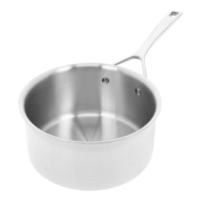 2.8 l 18/10 Stainless Steel round sauce pan with lid 3QT, silver - Kitchen Equipped