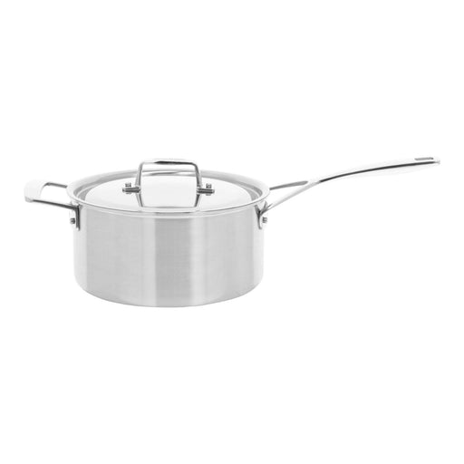 3.8 l 18/10 Stainless Steel round sauce pan with lid 4QT, silver - Kitchen Equipped