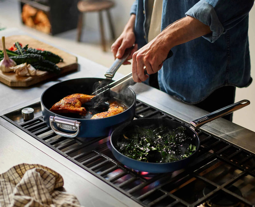 Space Folding Handle Ceramic Non-stick 8" Blue Frying Pan