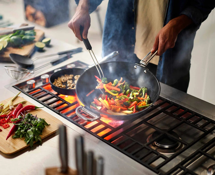 Space Folding Handle Ceramic Non-stick 12.5" Blue Wok