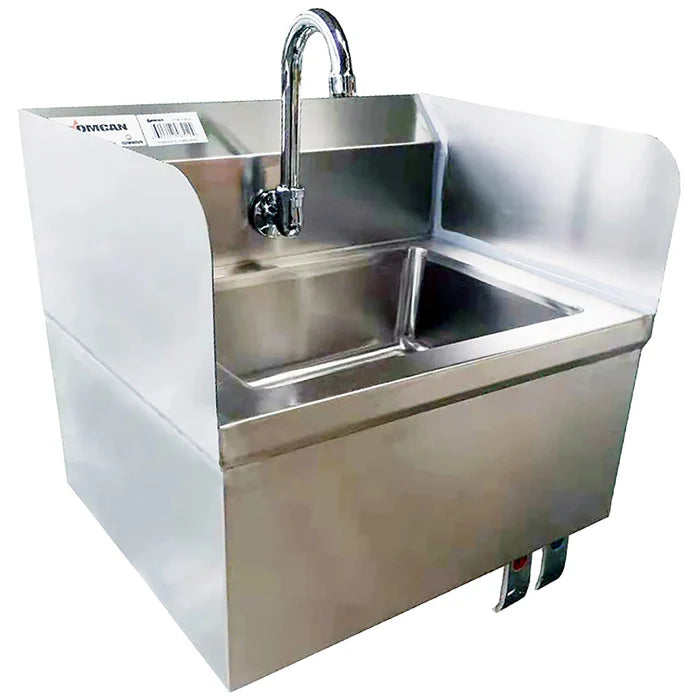 Omcan 46512 Knee-Operated Hand Sink with Side Splashes - Kitchen Equipped