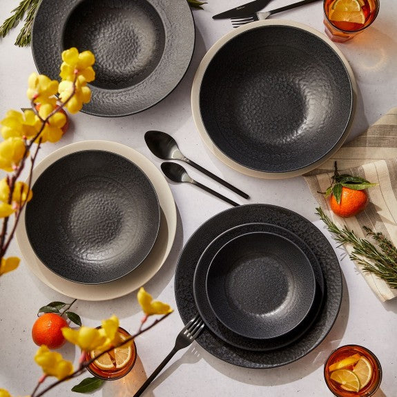 Mesa Ceramics Black Hammered Pasta Plate 22 cm