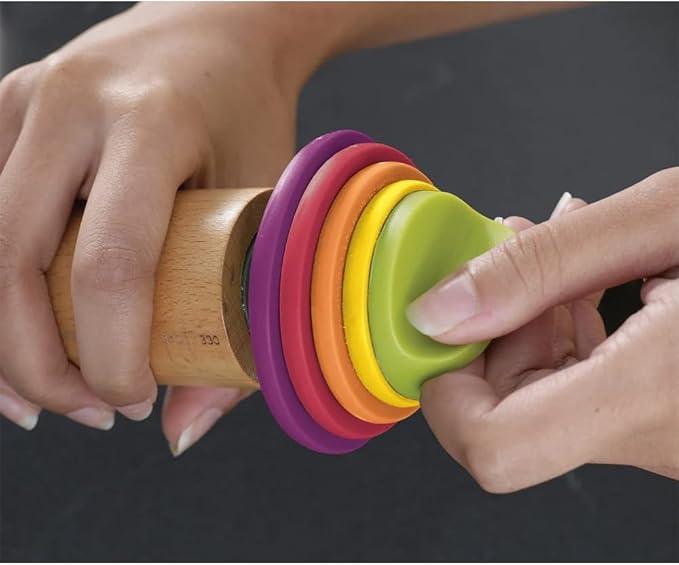 Joseph Joseph Adjustable Rolling Pin with Removable Rings, 13.6 inch, Multi-Color - Kitchen Equipped