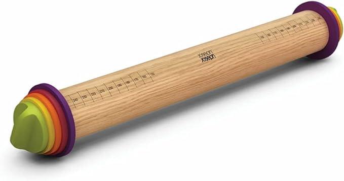 Joseph Joseph Adjustable Rolling Pin with Removable Rings, 13.6 inch, Multi-Color - Kitchen Equipped