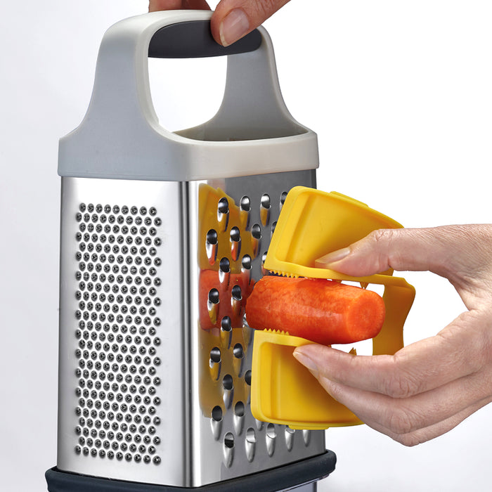 Joseph Joseph Multi-Grip Box Grater – Stainless Steel Cheese & Vegetable Grater with Food Holder