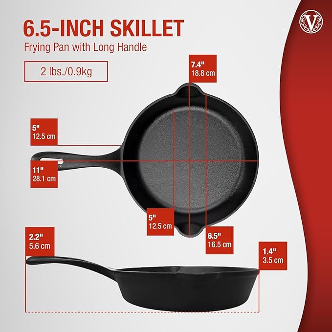 Victoria SKL-206 Skillet 6.5" Cast Iron 16.5 cm