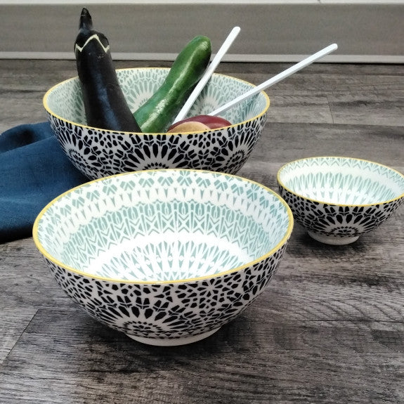 Paisley Bleu 3 Piece Bowl Set