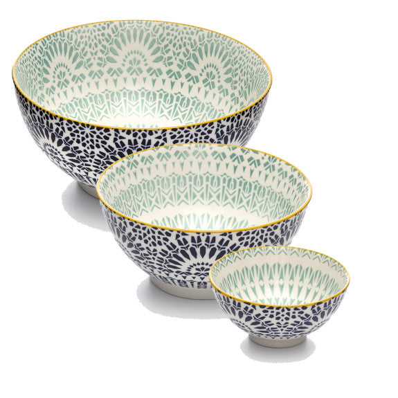 Paisley Bleu 3 Piece Bowl Set