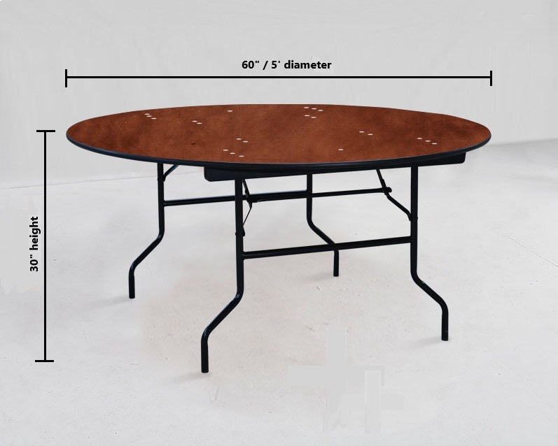 60” Round Wood Folding Banquet Table (BTW-60-WN)