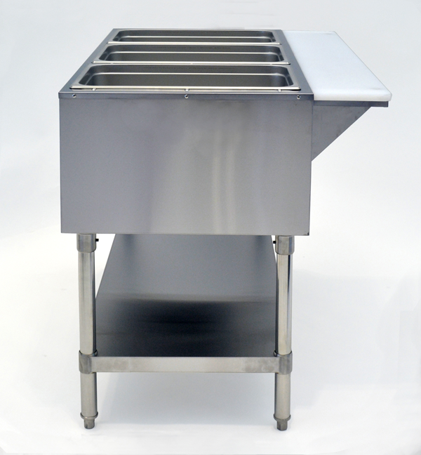 Atosa CSTEA-2C Open Well Electric Steam Table with 2-Pan, Undershelf and Cutting Board - 120 V - Kitchen Equipped