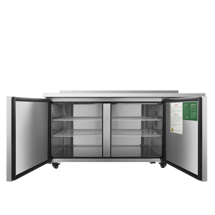 Atosa MGF67GR 67" Side Mount Solid 2 Door Worktop Refrigerator - 18.5 Cu.Ft. - Kitchen Equipped