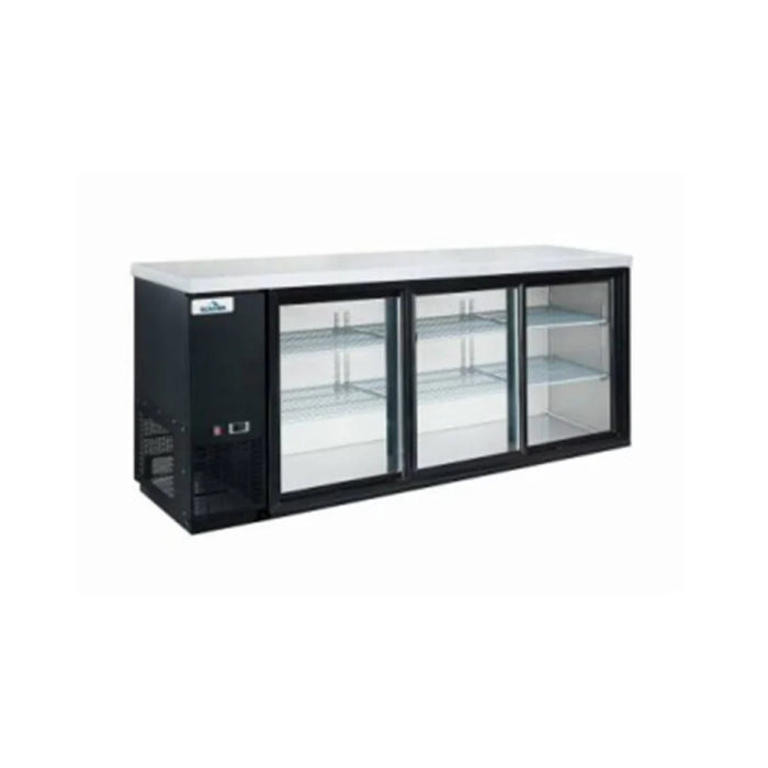 Glacier GBB-73GSD 73" Sliding Three Door Back Bar Cooler - Kitchen Equipped