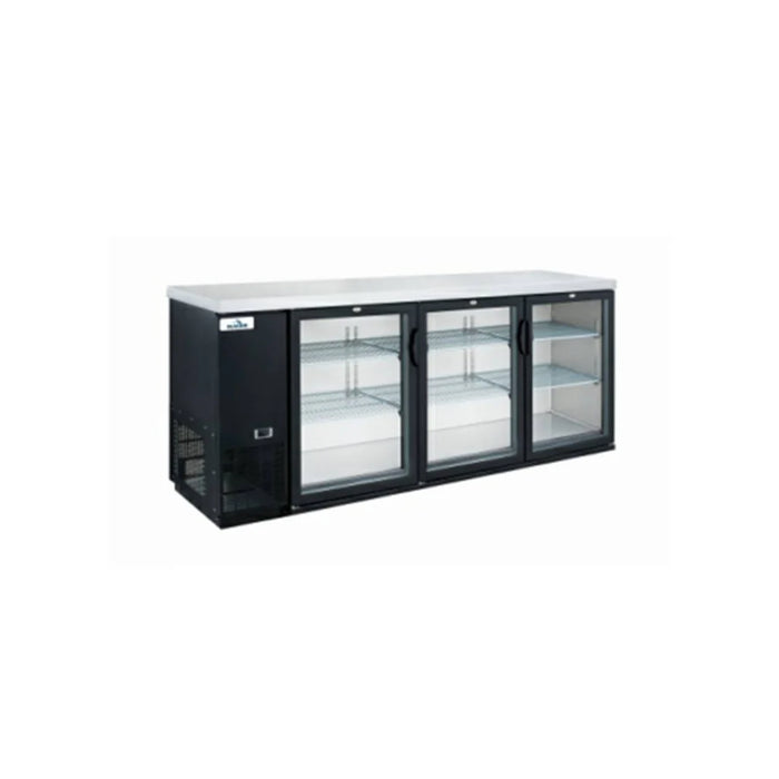 Glacier GBB-73G 73" Glass Three Door Back Bar Cooler - Kitchen Equipped