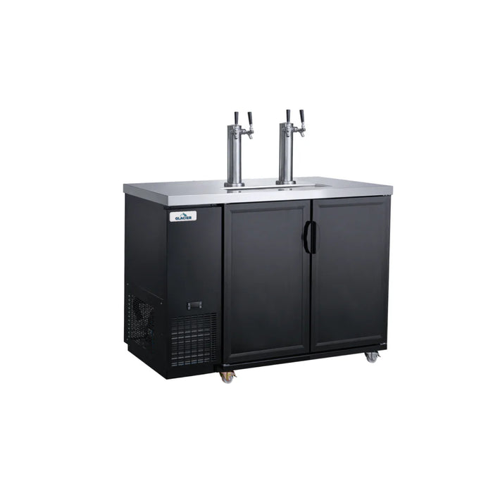 Glacier GDD-49 49" Two Solid Black Door Beer Dispenser with 4 Taps