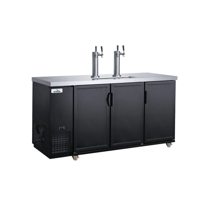 Glacier GDD-73 73" Three Solid Black Door Beer Dispenser with 4 Taps