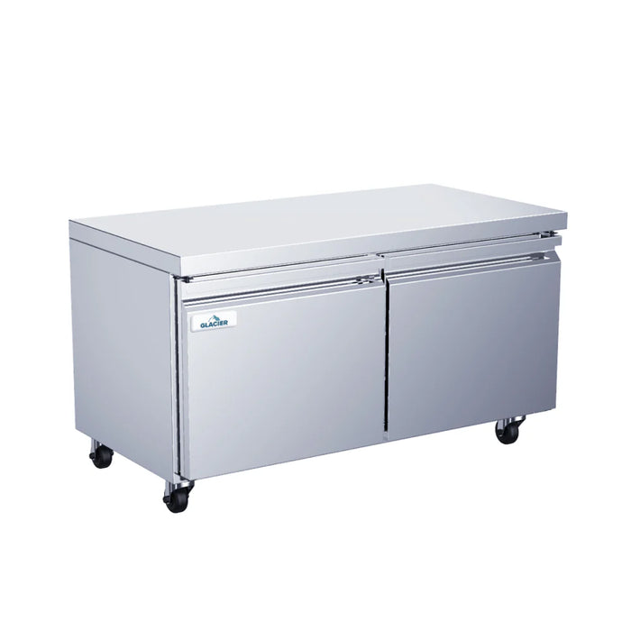 Glacier GUF-60 60" Solid 2-Door Undercounter Freezer - Kitchen Equipped