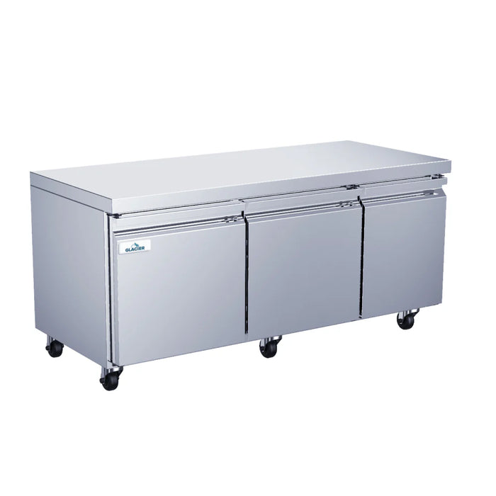 Glacier GUF-72 72" Solid 3-Door Undercounter Freezer - Kitchen Equipped