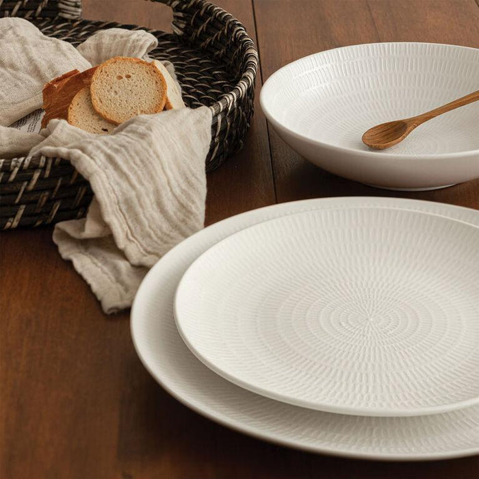 S&CO Capri 12Pc Stoneware White Dinnerware Set HK04664 — Kitchen