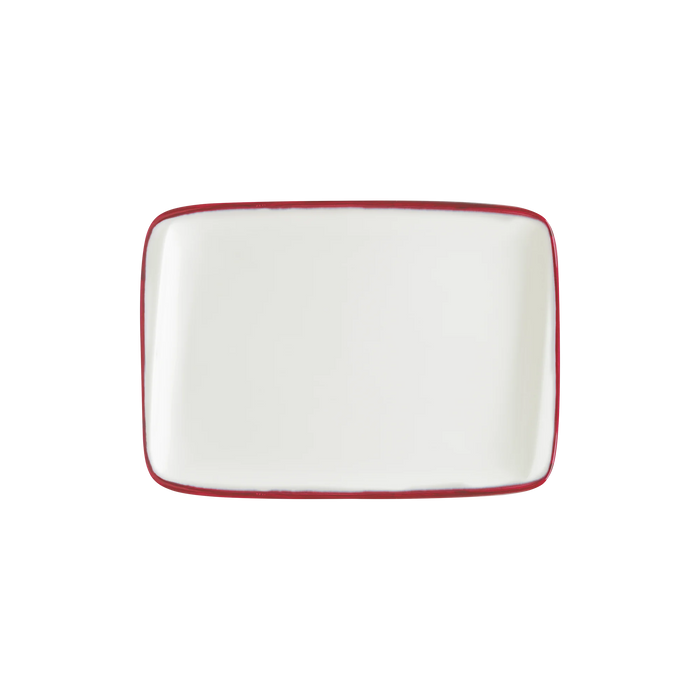 Bonna Linea Burgundy 9" x 6.25" Gourmet Moove Rectangular Porcelain Plate