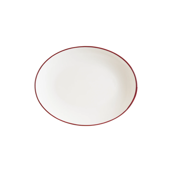 Bonna Linea Burgundy 12.25" x 9.5" Moove Oval Porcelain Plate