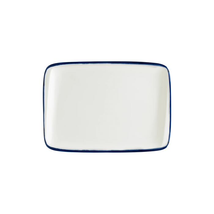 Bonna Linea Blue 9" x 6.25" Gourmet Moove Rectangular Porcelain Plate
