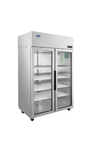Atosa - PLUS-R2-GS-S-PT - 2 Section Pass-Thru Refrigerator w/ Front Glass Doors / Rear Solid Doors