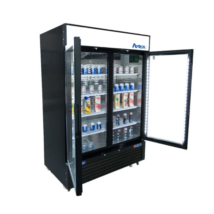 Atosa MCF8721ES 54" Bottom Mount 2 Glass Door Merchandiser Freezer - 43.8 Cu. Ft. - Kitchen Equipped