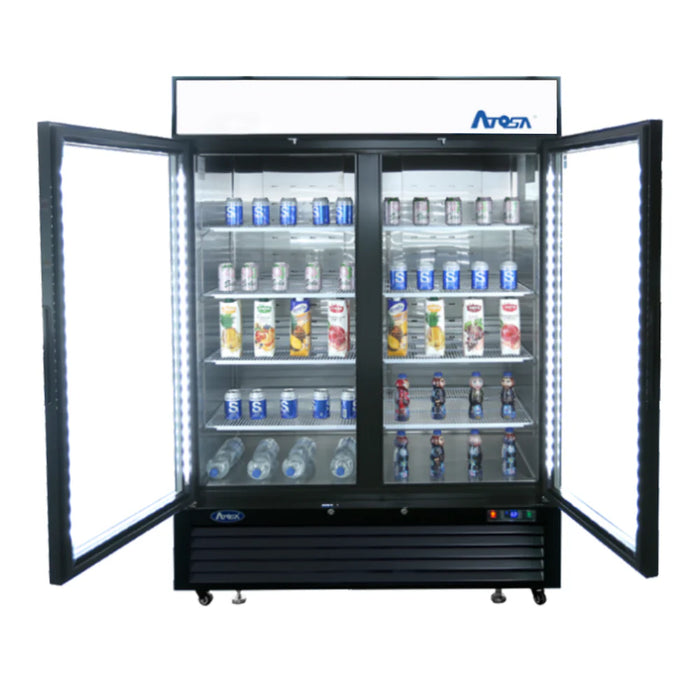 Atosa MCF8721ES 54" Bottom Mount 2 Glass Door Merchandiser Freezer - 43.8 Cu. Ft. - Kitchen Equipped