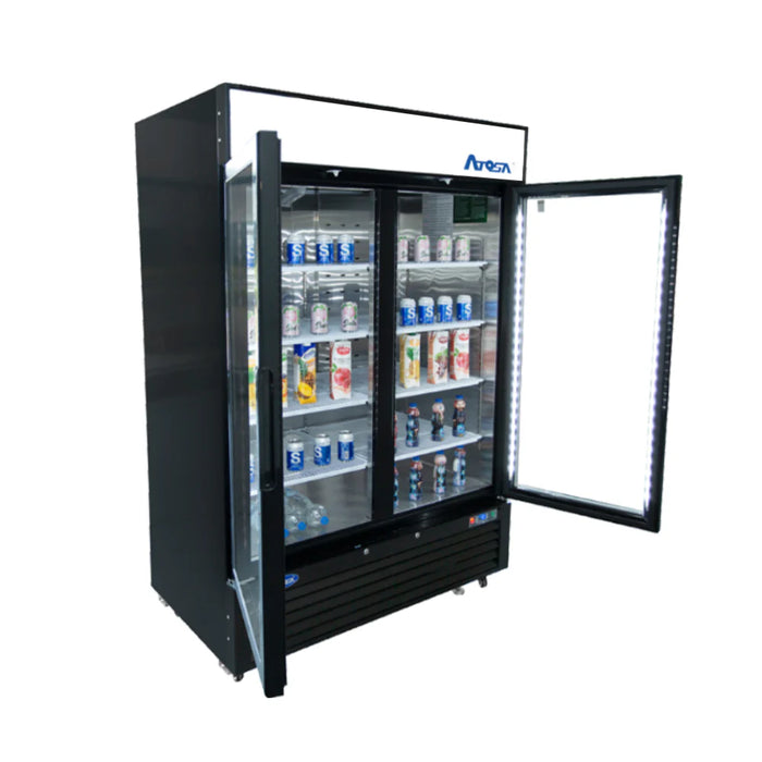 Atosa MCF8733GR 39.5" Bottom Mount 2 Glass Door Refrigerated Merchandiser - 28.5 Cu. Ft. - Kitchen Equipped