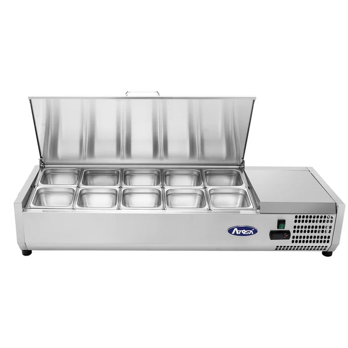 Atosa MSCT-48-10 Stainless Steel Refrigerated Countertop Topping Rail Prep Station - 1.5 Cu.Ft.