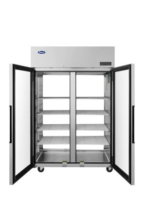 Atosa - PLUS-R2-GS-S-PT - 2 Section Pass-Thru Refrigerator w/ Front Glass Doors / Rear Solid Doors