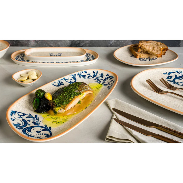 Bonna Viento 14.25" x 7" Gourmet Rectangular Porcelain Flat Plate - S-MT-VIEVAO36DT