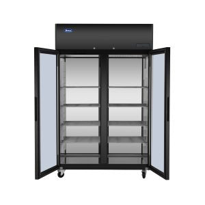 Atosa - PLUS-F2B-GD-S-PT - 2 Section Pass-Thru Refrigerator w/ Front &amp; Rear Glass Doors (Black Exterior)