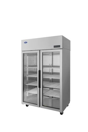 Atosa - PLUS-R2-GS-S-PT - 2 Section Pass-Thru Refrigerator w/ Front Glass Doors / Rear Solid Doors