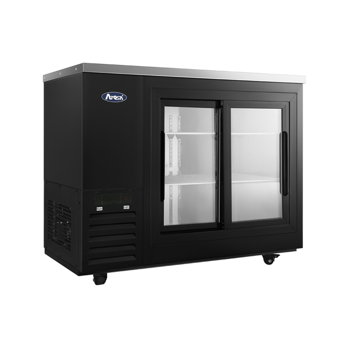 Atosa - SBB48SGGRAUS2 – 48″ Black Shallow Depth Back Bar Cooler with Sliding Glass Doors - Kitchen Equipped