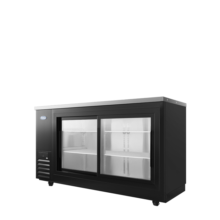Atosa - SBB69SGGRAUS2 – 69″ Black Shallow Depth Back Bar Cooler with Sliding Glass Doors - Kitchen Equipped