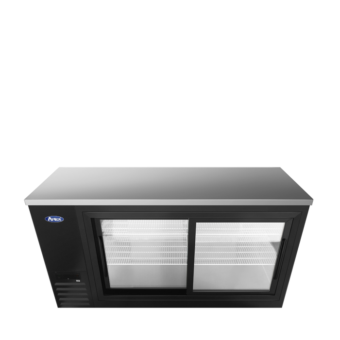 Atosa - SBB69SGGRAUS2 – 69″ Black Shallow Depth Back Bar Cooler with Sliding Glass Doors - Kitchen Equipped