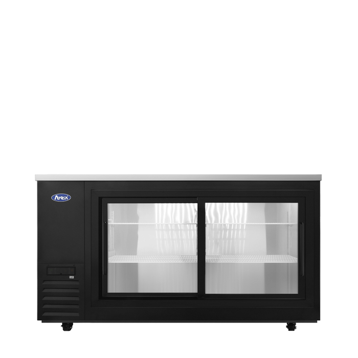 Atosa - SBB69SGGRAUS2 – 69″ Black Shallow Depth Back Bar Cooler with Sliding Glass Doors - Kitchen Equipped