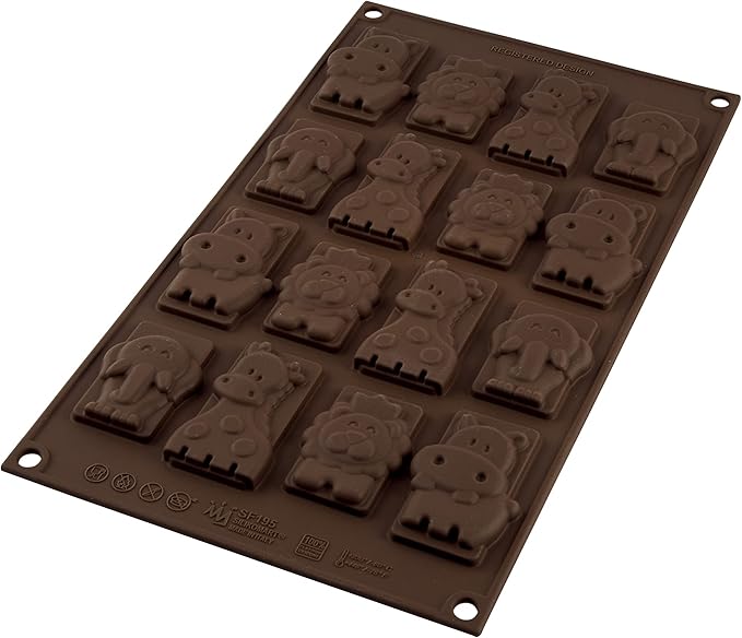 silikomart Jungle Animals Theme Silicone Mould Brown 32.5 x 17.5 x 2 cm